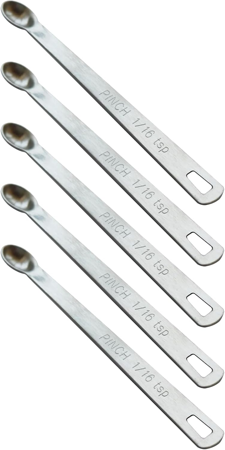 5PCS 1/16 Teaspoon(1/16tsp, 0.31ml, Pinch) Single Tiny Measuring Spoon, Small Individual Stainless S