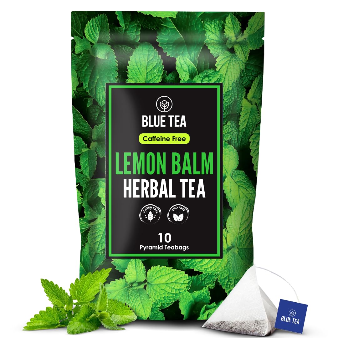 BLUE TEA - Lemon Balm Tea - 10 Count - Plant Based Tea Bag | RELIEVES STRESS - IMPROVES DIGESTION |