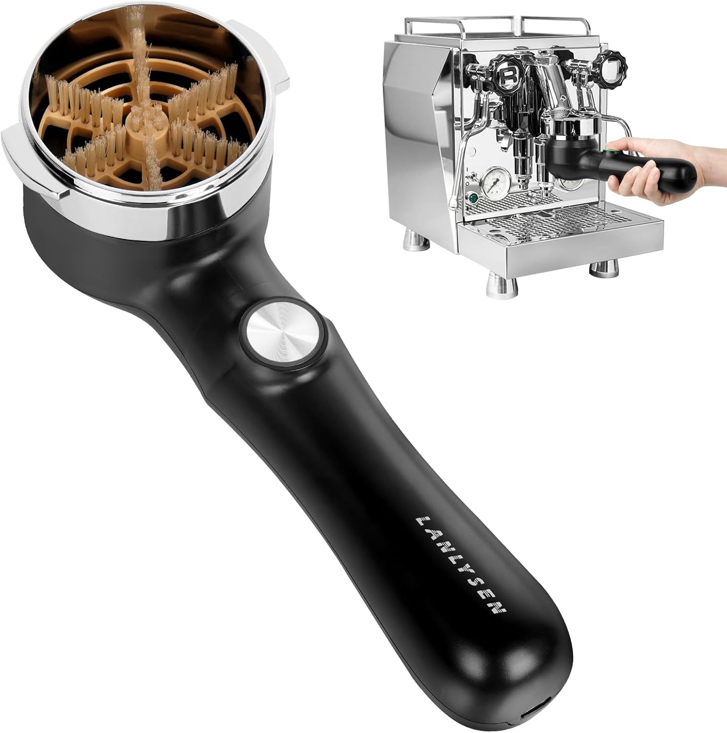 58mm Espresso Coffee Machine Electric Cleaning Brush Espresso Machine Cleaning Brush 360° Totally En