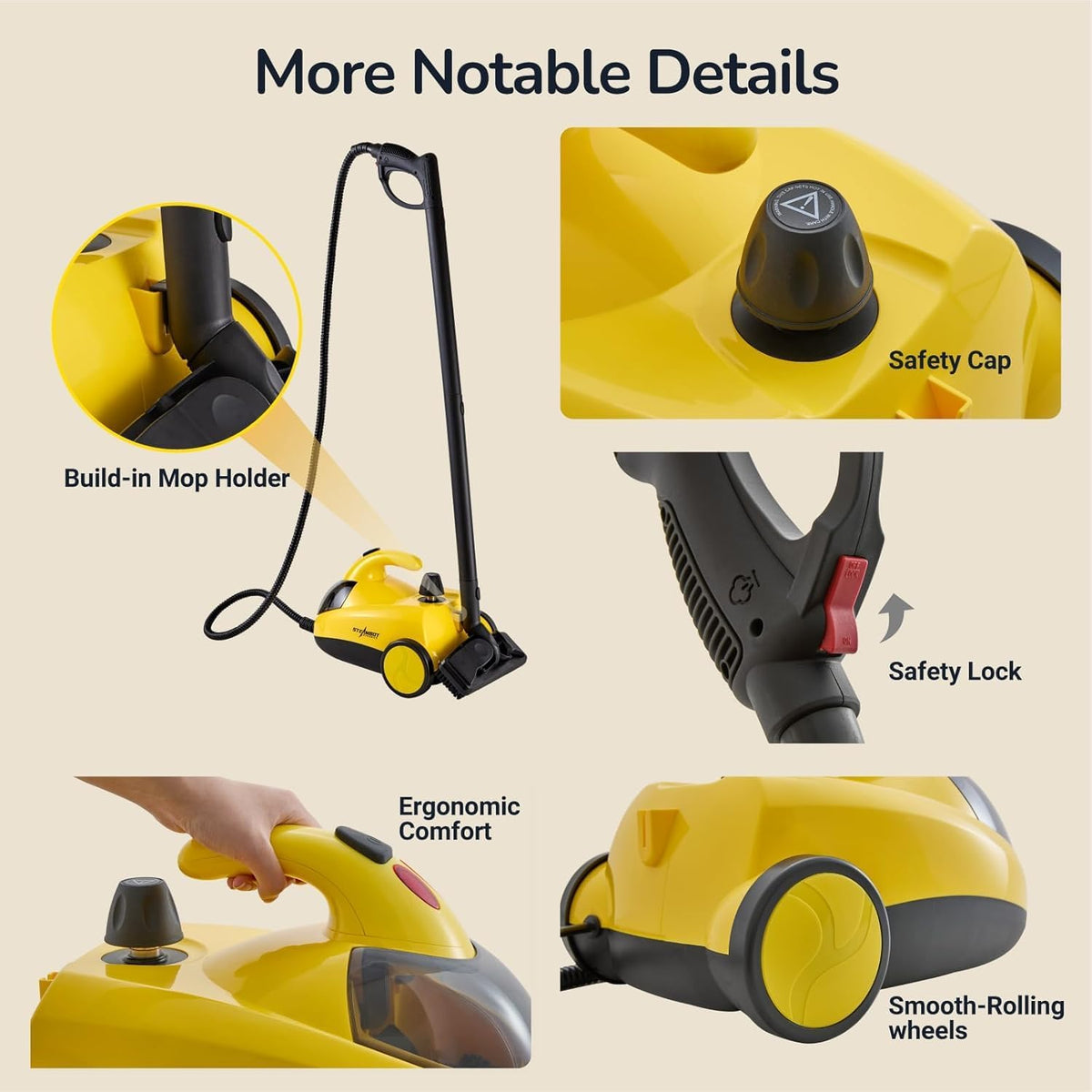 STEAMBOT 34-in-1 Steam Cleaner mop for Home & Car