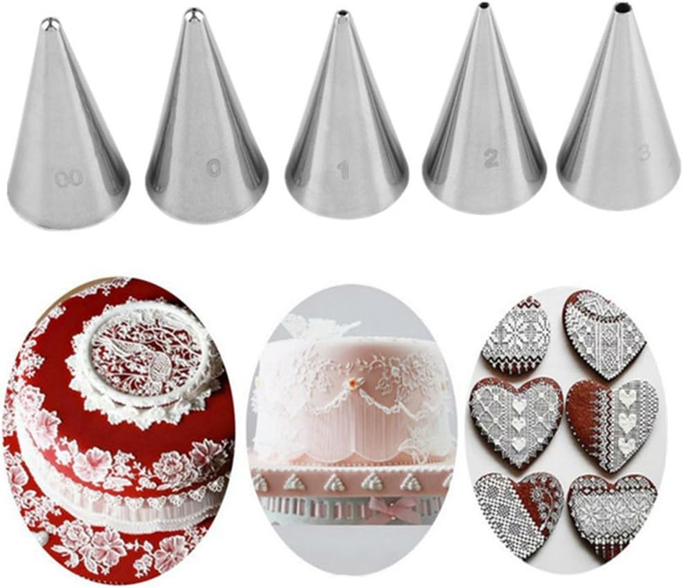 Cake Decorating Set, 5 Pieces Stainless Steel Icing Piping Nozzles Tips Kit - Christmas Holiday Birt