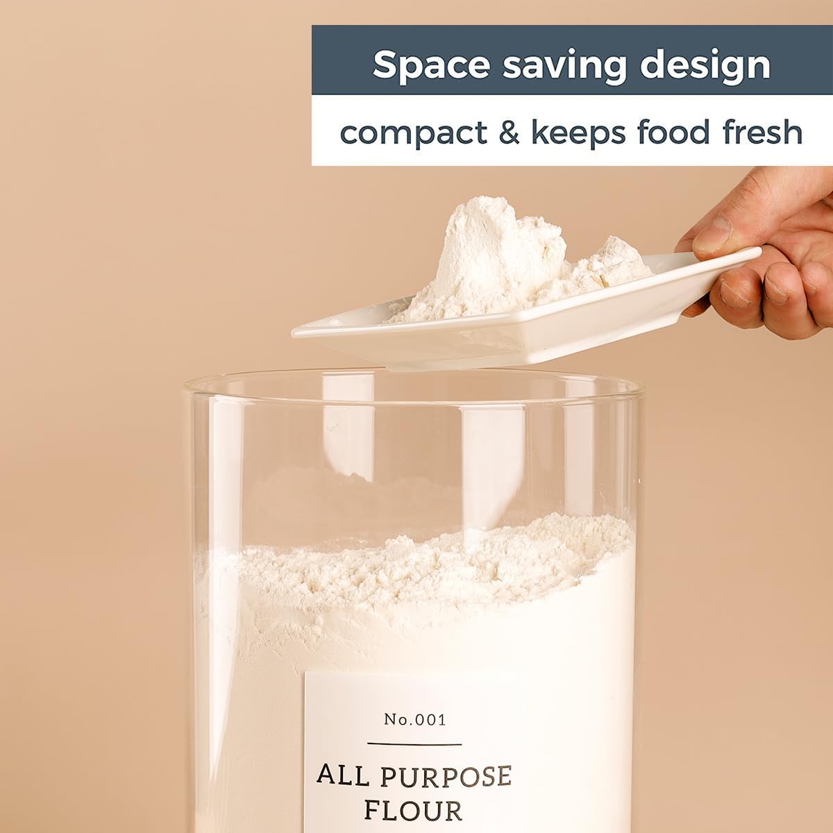 1 Gallon Large Glass Food Storage Containers With Airtight Bamboo Lid - Kitchen Glass Storage Jars Canister With 42 Pantry Labels - Thicken Big Clear Rice Containers For Your Pantry