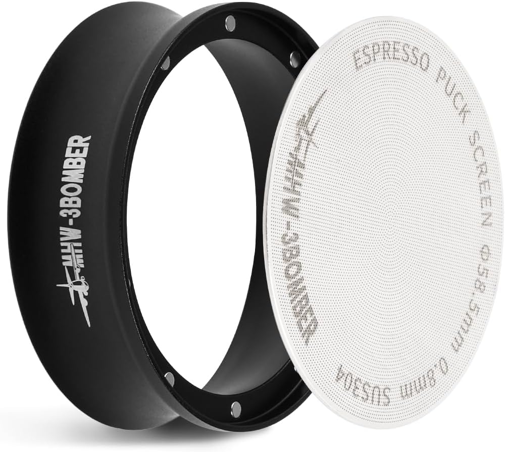 MHW-3BOMBER 58mm Espresso Dosing Funnel & Puck Screen Set, Magnetic Dosing Rring & Reusable Filter k
