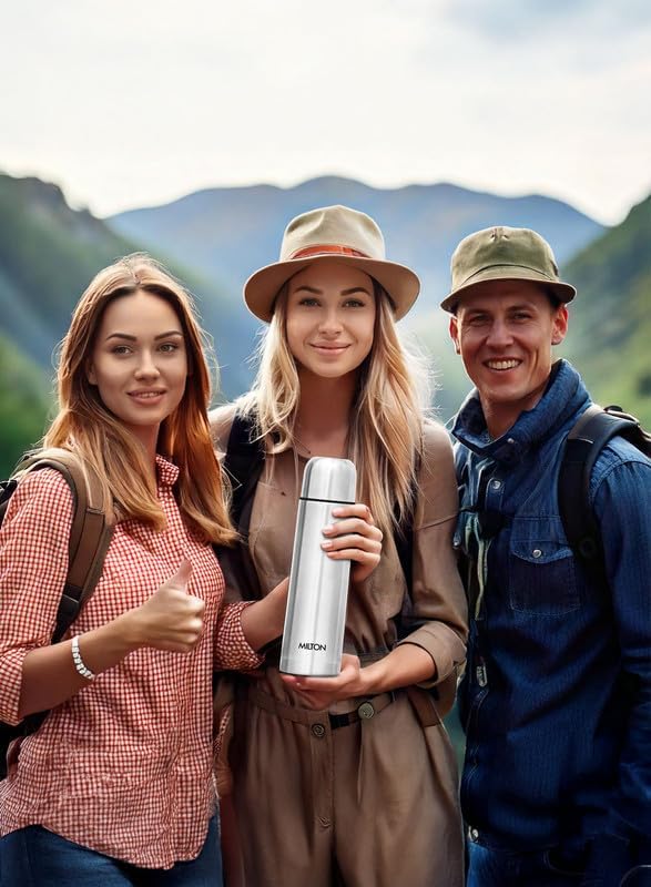 Milton Small Flask 12 oz Insulated Water Bottle with Cover, Flip Lid, Thermosteel
