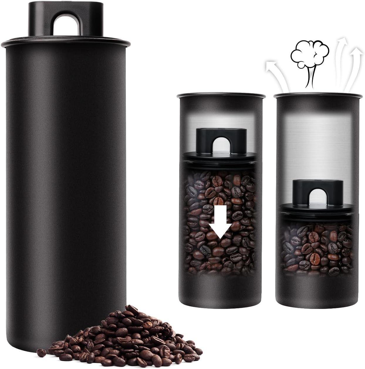 Vacuum Coffee Canister, 53oz Air Seal for Coffee Bean Storage, Stainless Steel Food Storage Containe