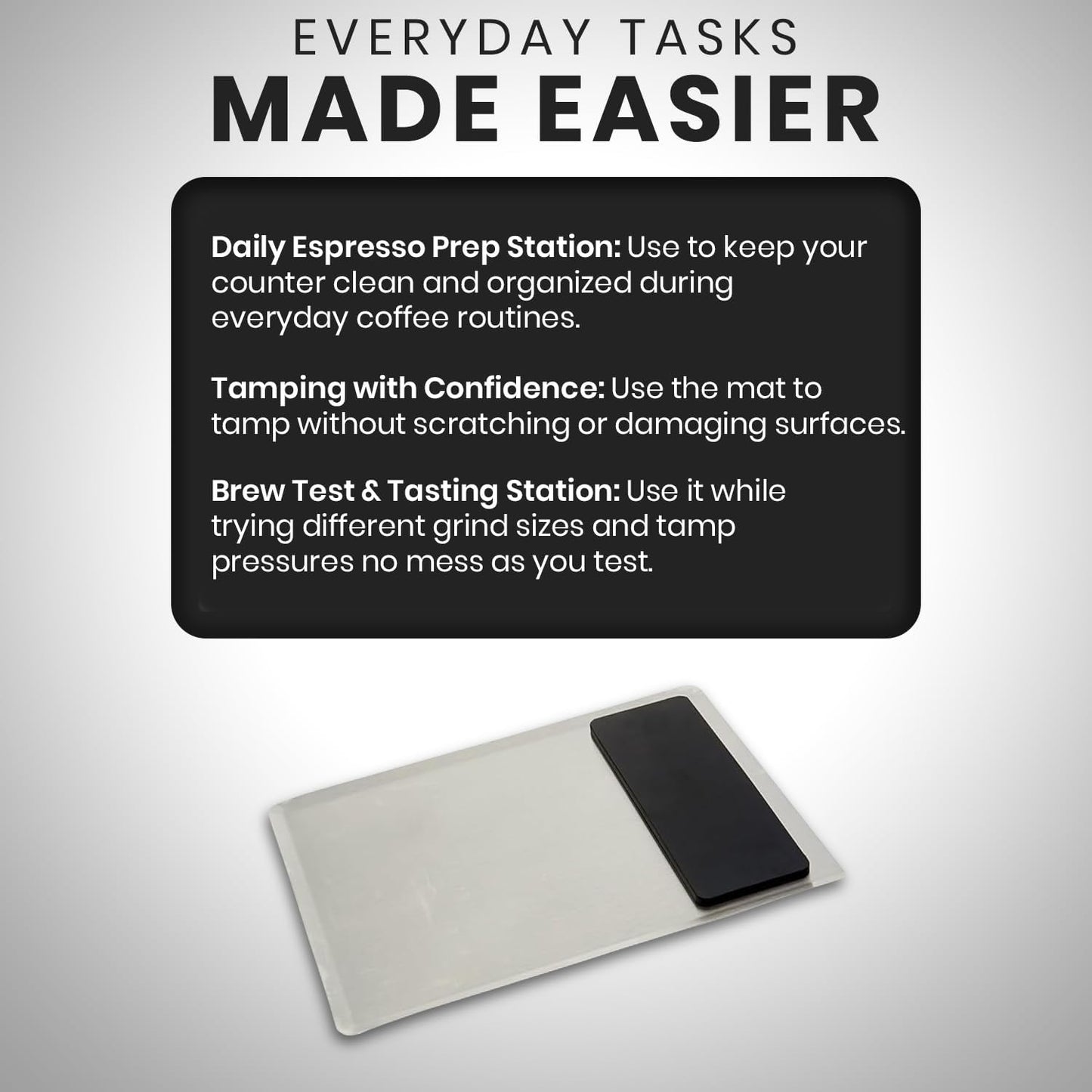 Rattleware Coffee Grinder Tray with Tamping Mat – Mess-Free Coffee Station Tray, Easy Clean Coffee Bar Accessory for Espresso Machine, Espresso Tamper and Coffee Organizer Station (13" x 9.75")