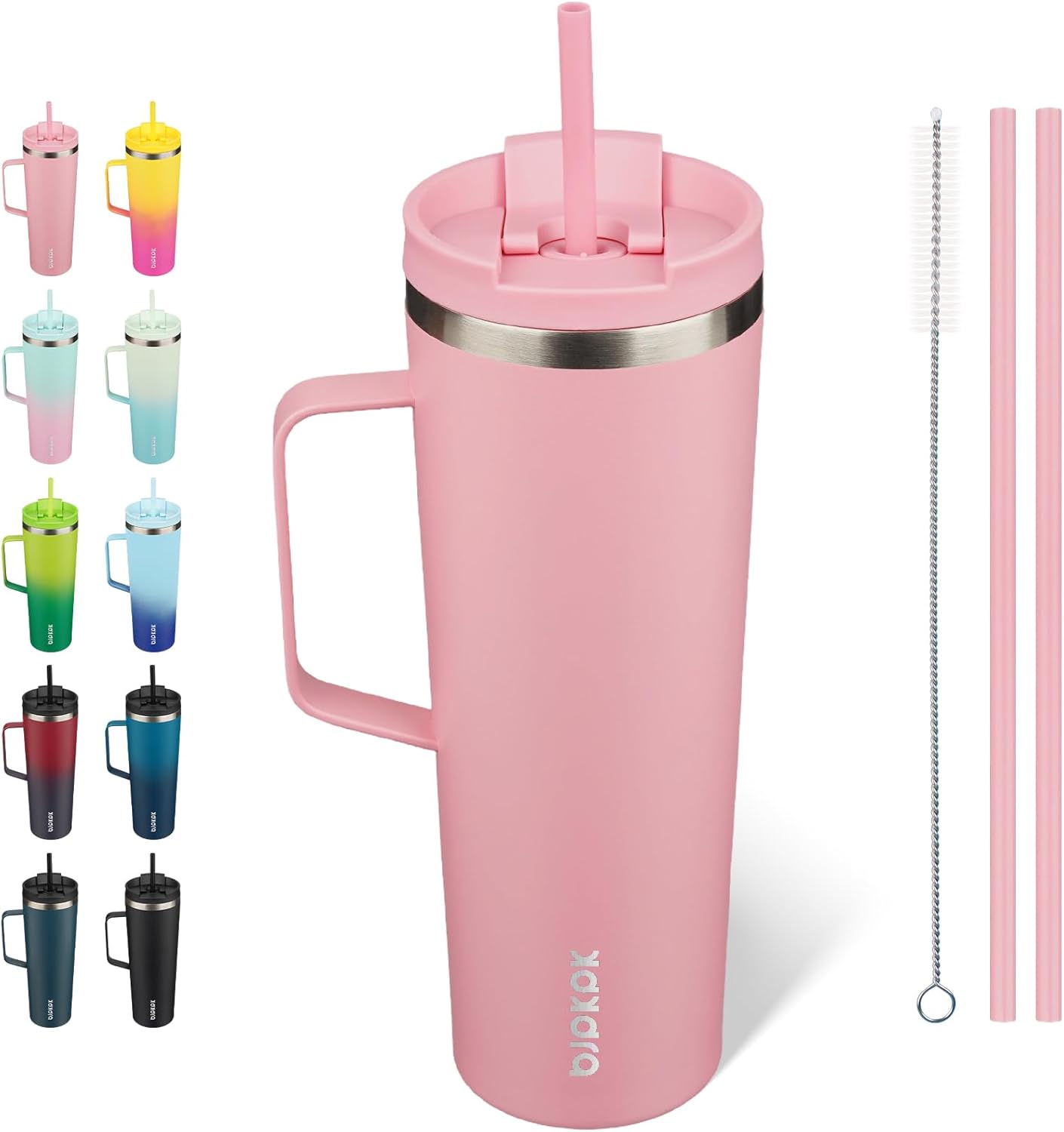 BJPKPK Insulated Tumbler with Handle, 30oz Insulated Tumblers with Lid and Straw, Stainless Steel Me