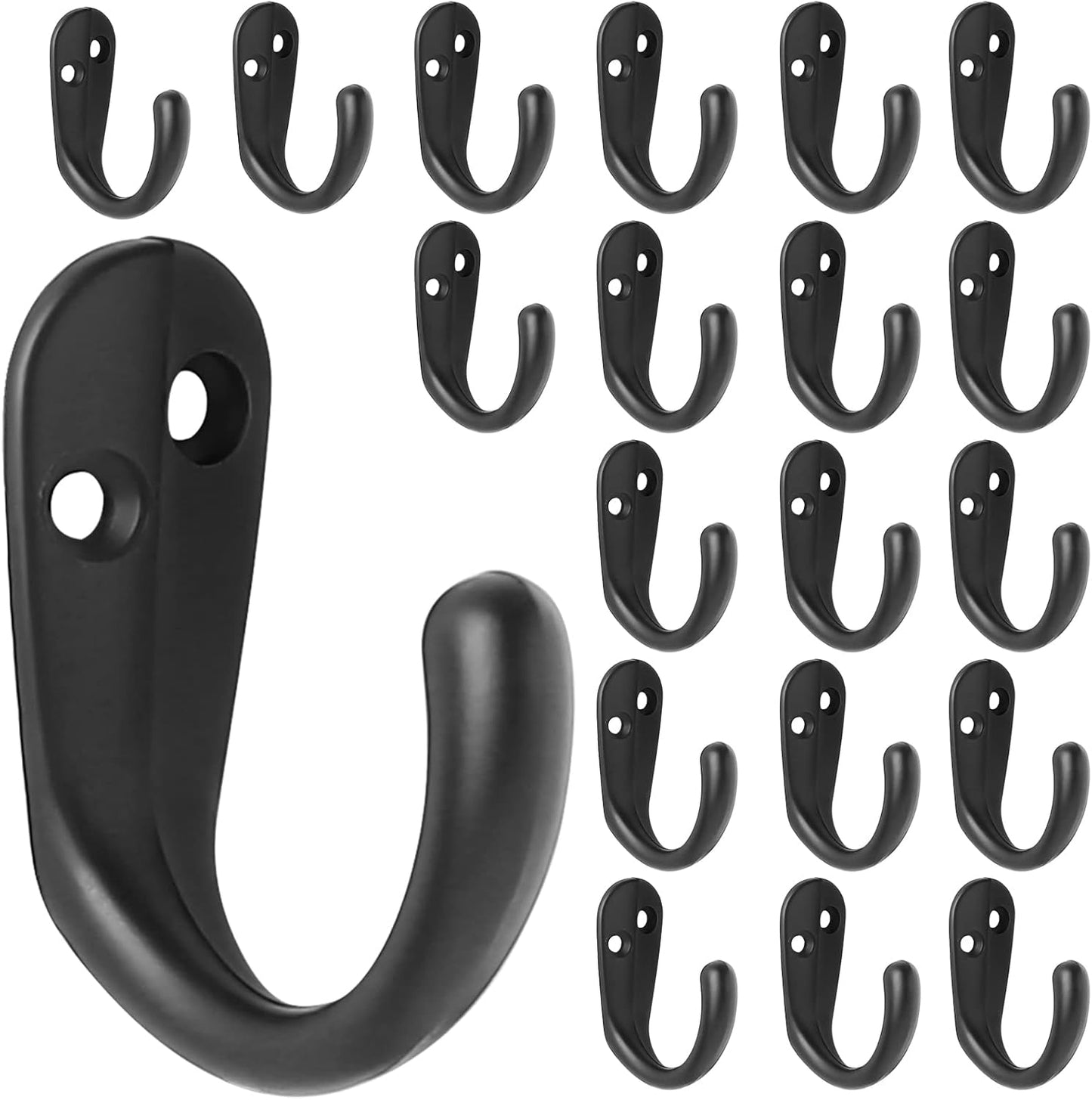 IBosins 20PCS Coat Hooks Wall Mounted Single Prong Robe Hook for Hanging Towel Hooks with 40 Screws