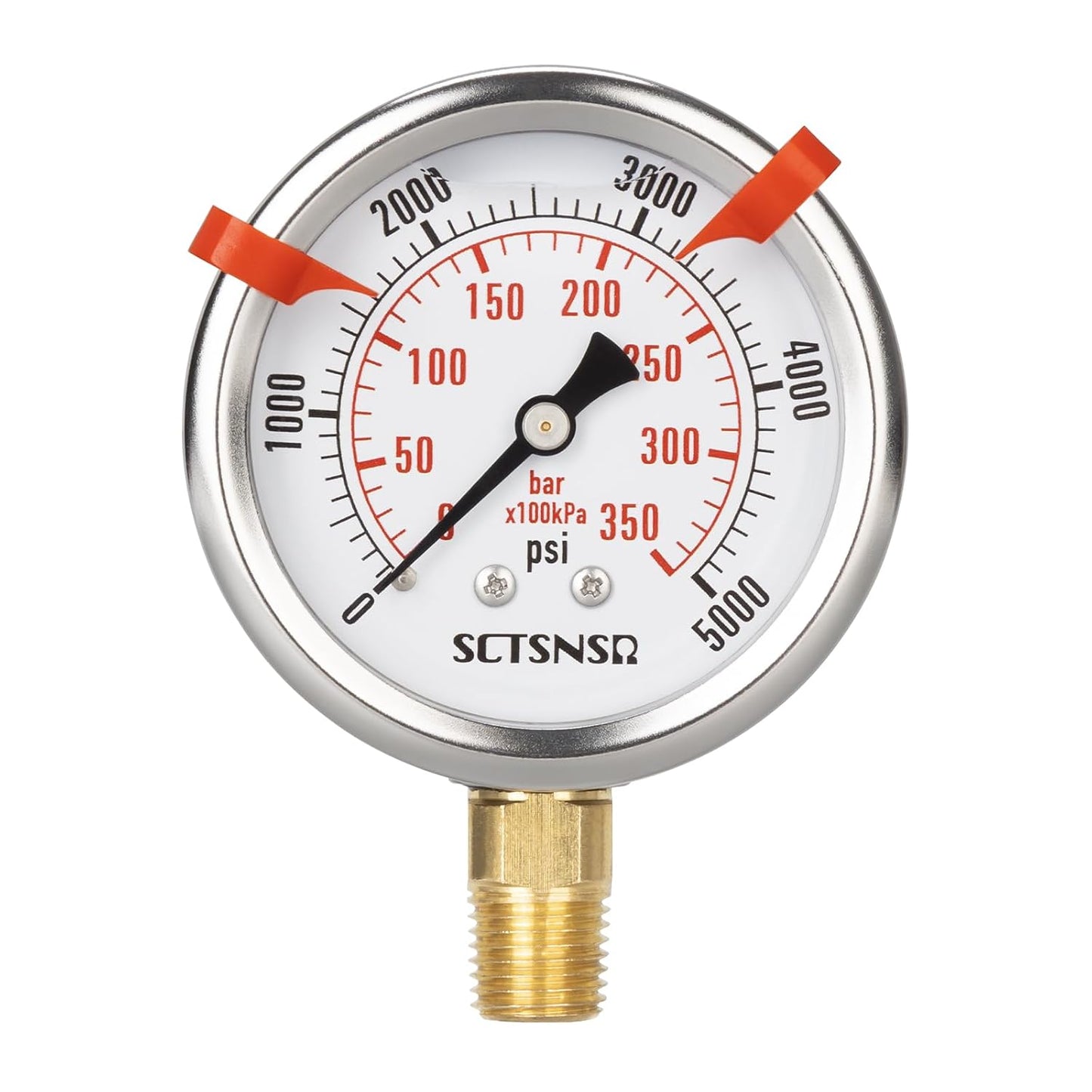 0 to 5000 Psi Hydraulic Pressure Gauge, Liquid Filled, 1/4" NPT