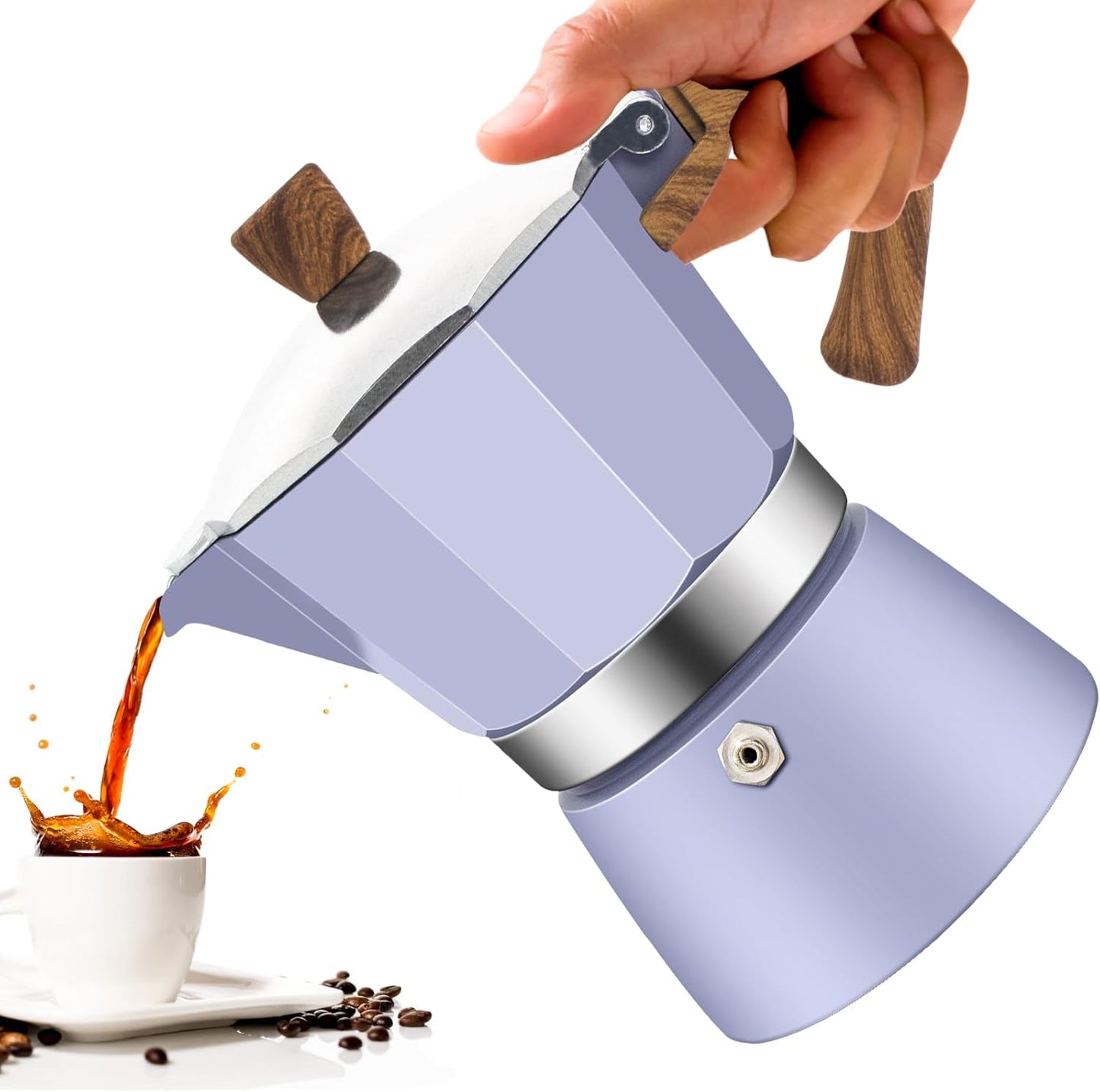 3 Cup Aluminum Moka Pot Purple Classic Stovetop Espresso Coffee Maker 150ml 5oz Coffeemaker Percolat