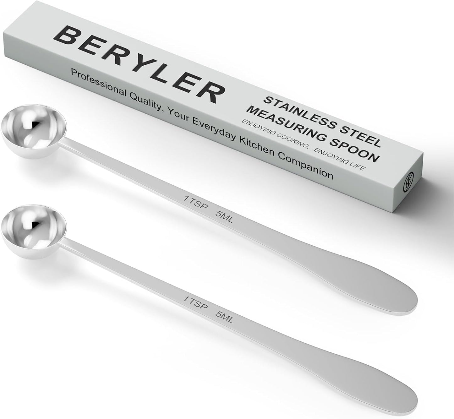 2PCS 1 Teaspoon(1tsp, 1/3tbsp, 5 ml) Single Measuring Spoon, Extra-long Handle Individual Measure Sc