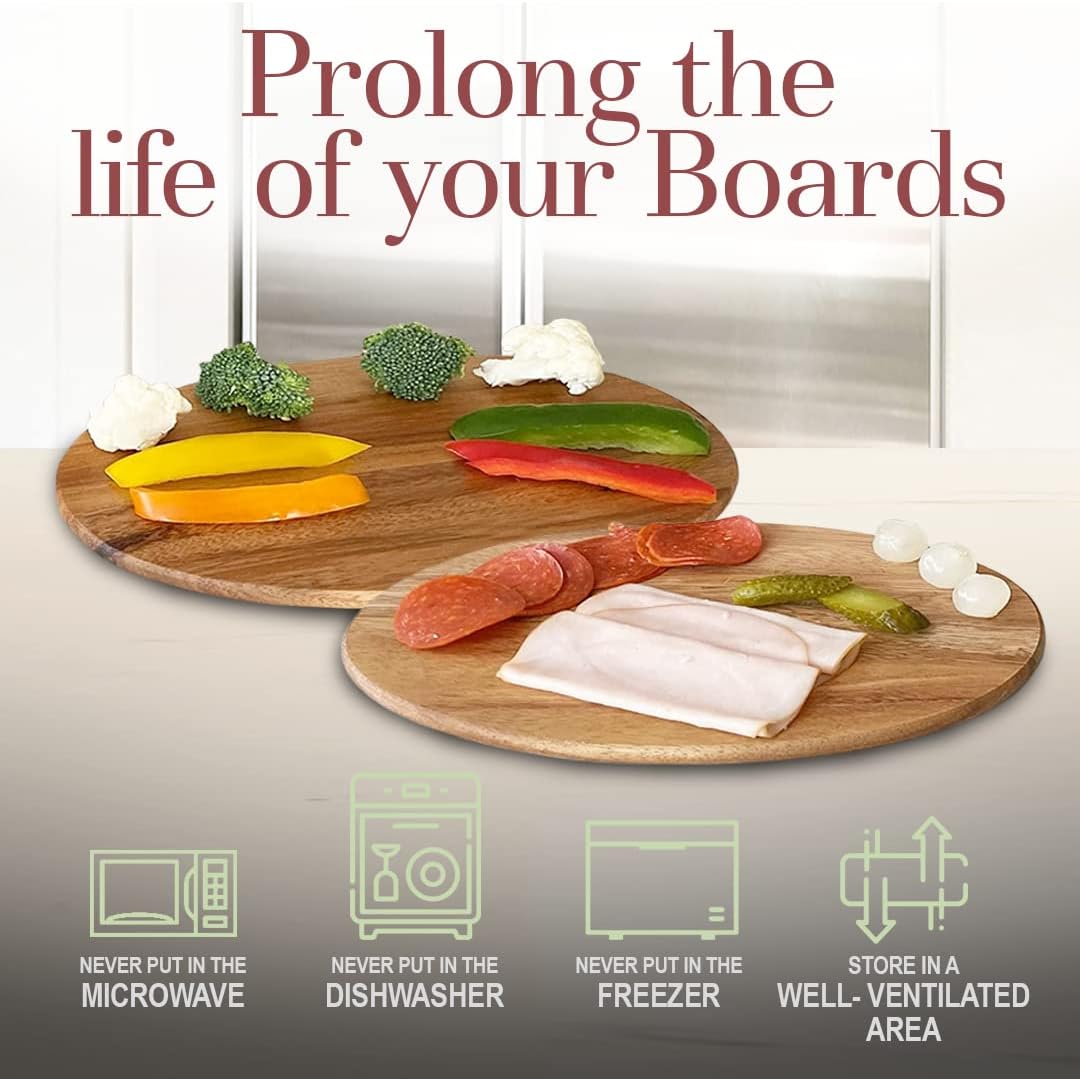Woodard & Charles Acacia Wood 6 Serving Boards with Stand, 7 Piece Set