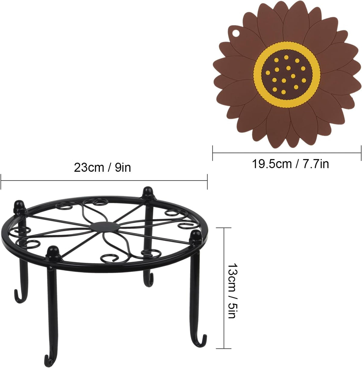 Heavy-duty Metal Beverage Drink Dispensers Stand, Drinking Crock Cold Water Glass Container Holder, Countertop Rack Base for Juice Lemonade Dispenser Mason Jar, Max Diameter 8", Black