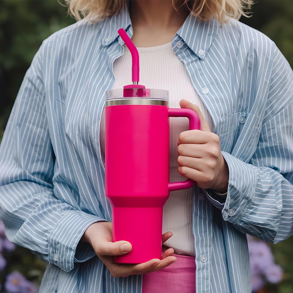 12" Long Metal Straw for Stanley 40oz Cup, Reusable Straw with Silicone Tip