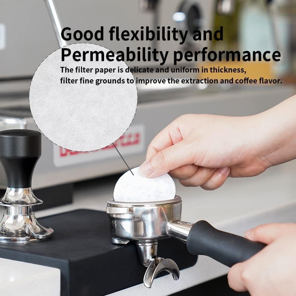 watchget 53mm Espresso Paper Filters Fits 54mm Portafilter Baskets, 100Pcs | Unbleached Espresso Filter Puck Screen Portafilter Paper, Disposable & Mess-Free, Keep Shower Screen Clean