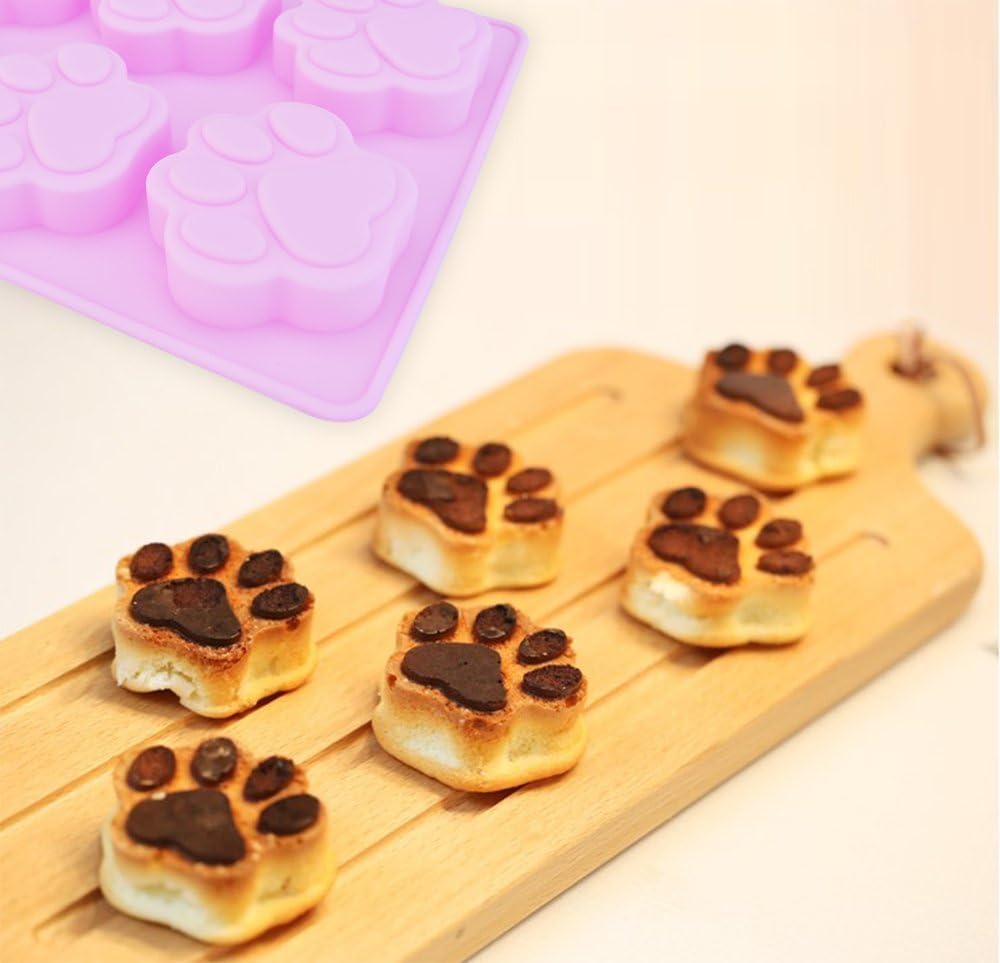 homEdge Jumbo Puppy Dog Paw (6 Cavity) and Bone Molds, Non-Stick Food Grade Silicone Dog Treats Molds for Chocolate, Candy, Jelly, Ice Cube (Set of 4PCS)