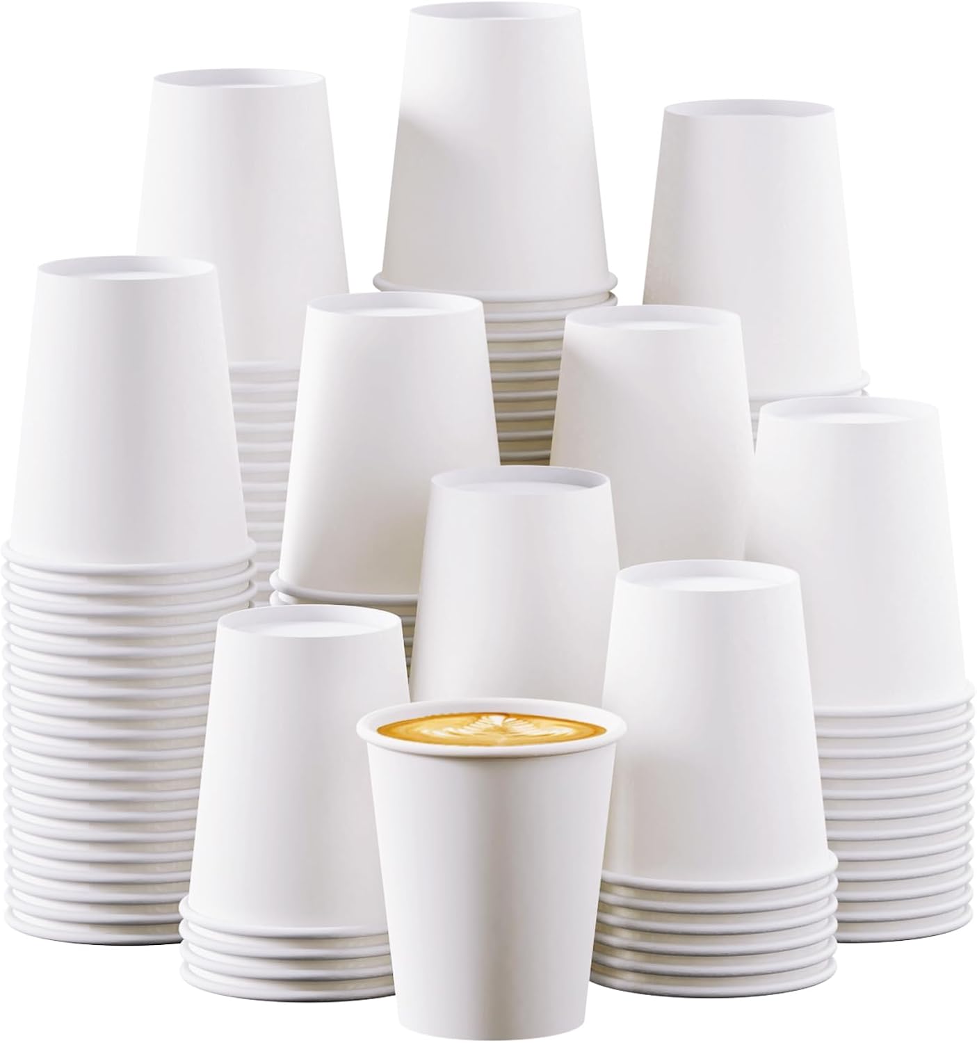 Turbo Bee 300Pack 8oz Paper Cups,Disposable Coffee Cup, White Paper Water Cups,Hot/Cold Beverage Drinking Cup for Party,Travel and Event