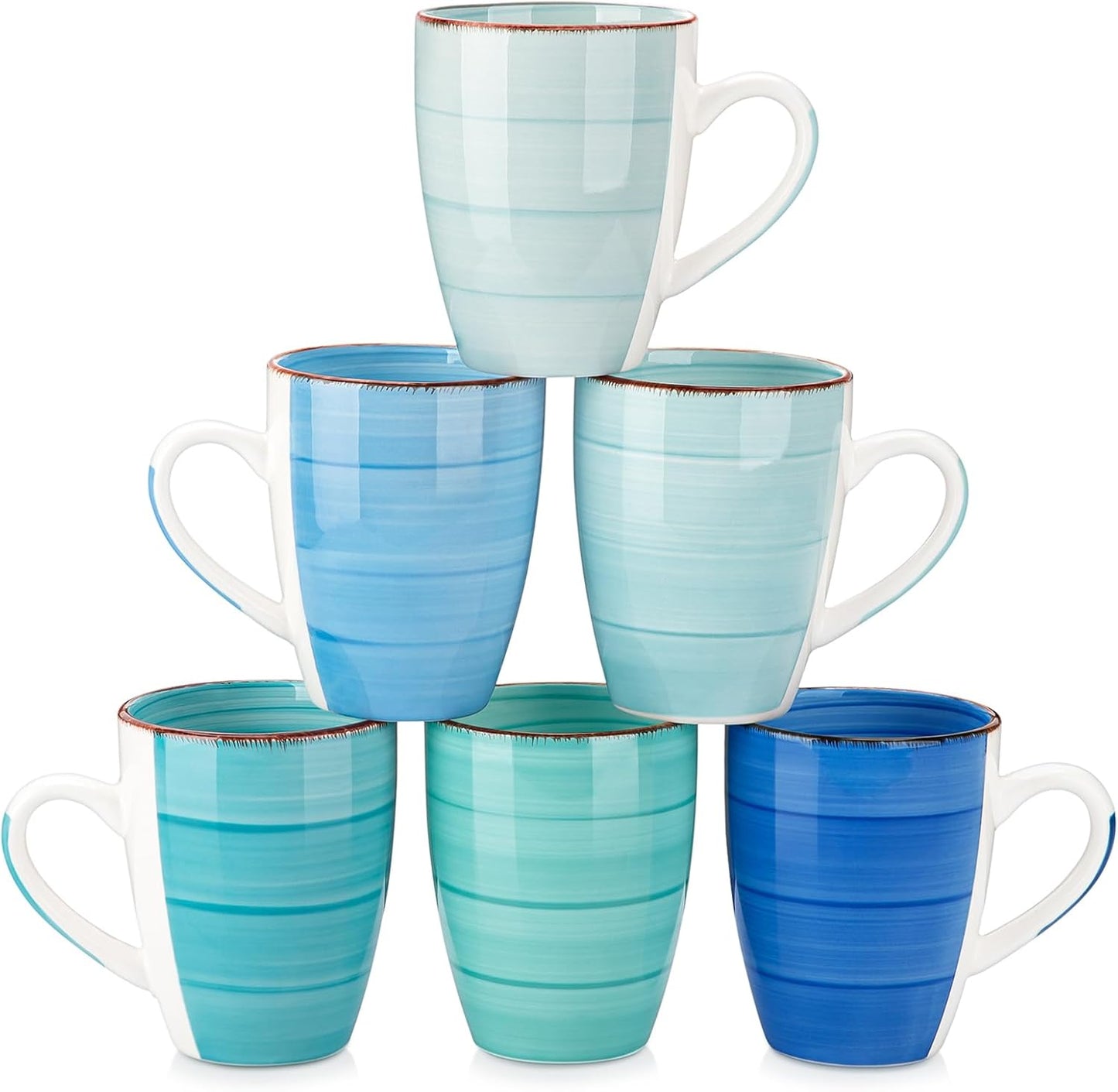 vancasso Bonita 16 Oz Large Coffee Mugs Set of 6, Ceramic Coffee Cups for Cappuccino, Latte, Tea, Co