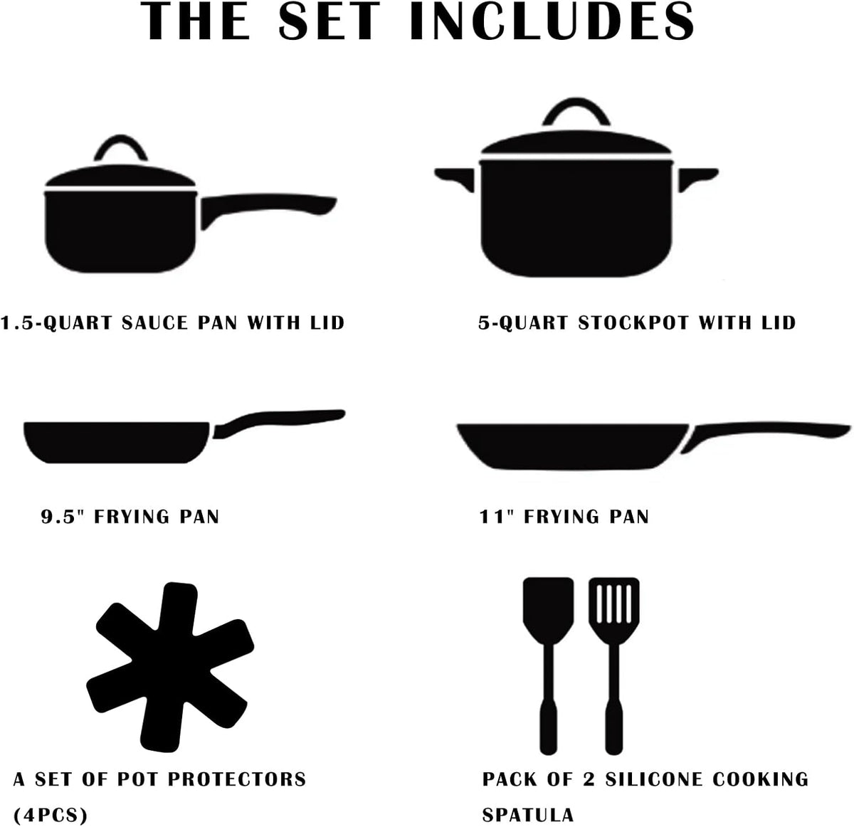 Pink Pots and Pans Set Non Stick, Ceramic Cookware Set with Granite Pattern Kitchen Cooking Sets Induction Pot and Pan w/Frying Pans, Saucepans, Casserole, Non-Toxic, PTFE/PFOA/PFOS-Free