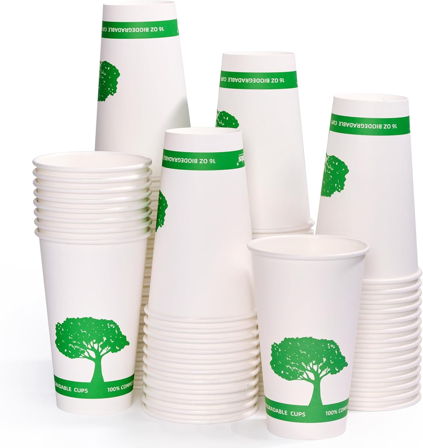 Vplus 240 Pack Compostable Paper Cups, 16 oz Paper Coffee Cups, Biodegradable Disposable Paper Cups,