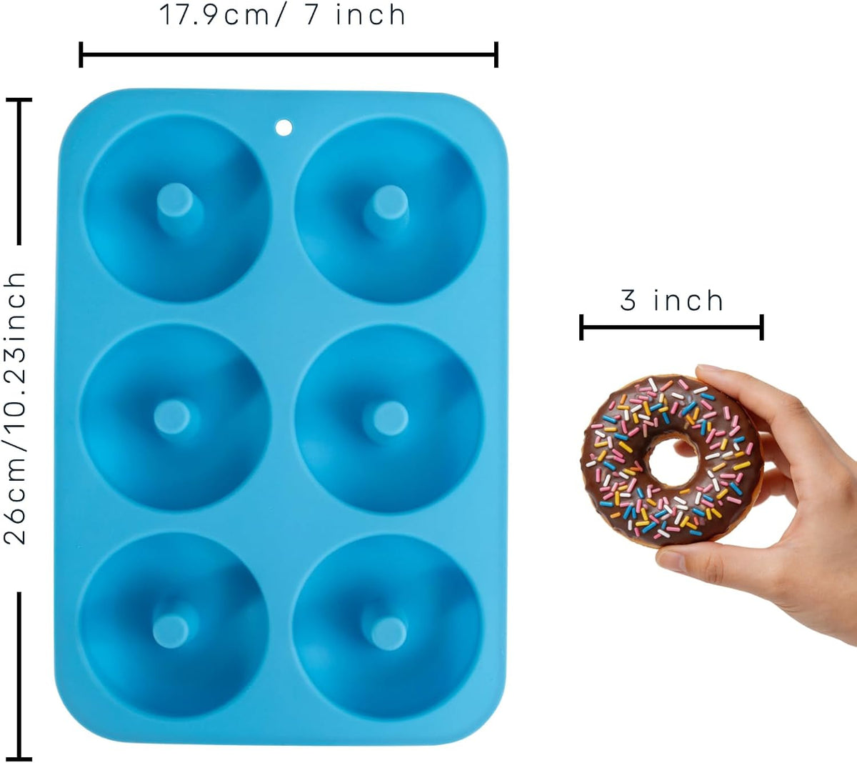Aichoof Non-Stick Silicone Donut Pan Set of 2, BPA-Free, Easy Release(Blue)
