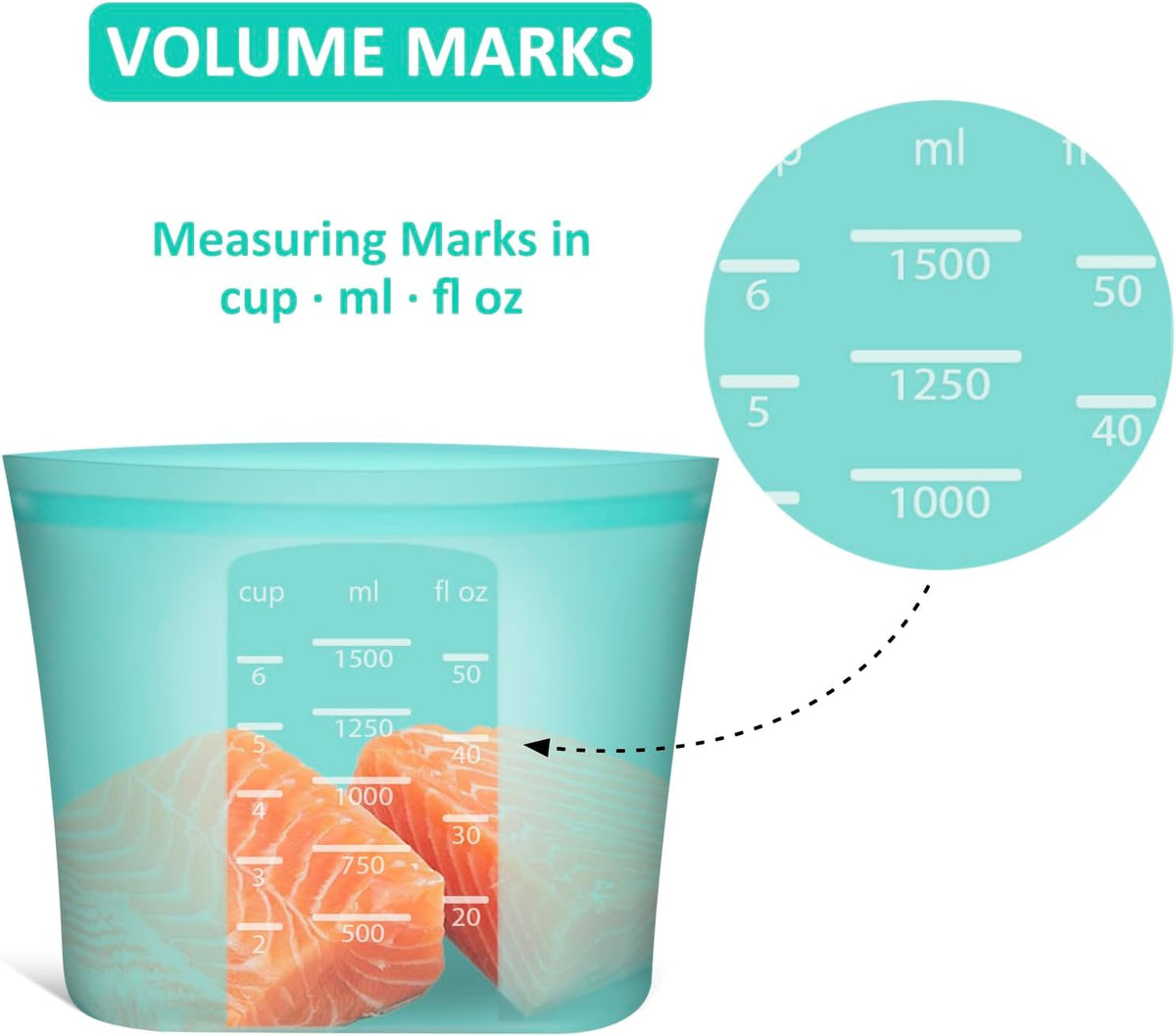 Large Reusable Storage Bag, 4 Pack 100% Silicone Food Storage Bags Stand Up Silicone Zip Lock Bags for Food Container, Freezer Microwave Oven Dishwasher Safe, Aqua, 50.7oz/ 1500ml