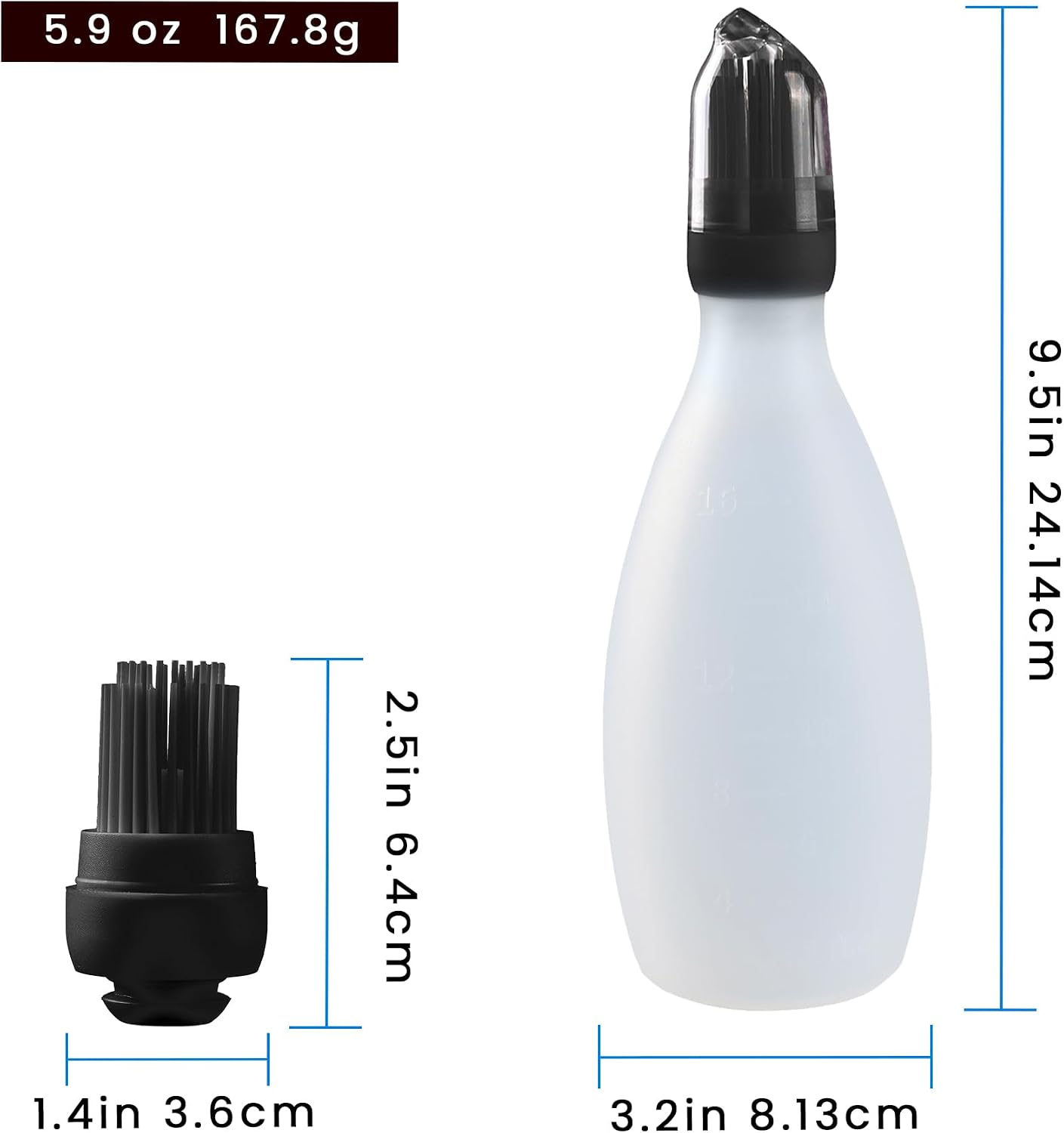 Gourmet Easy BBQ Sauce Bottle with Silicone Basting Brush, BPA-Free (Black) | Heat Resistant for Safe Grilling, 16OZ Big Capacity, Dishwasher Safe, Ideal for BBQ, Baking & Roasting, 2-Year Warranty
