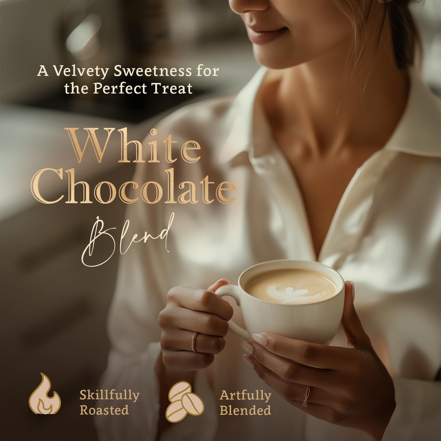 Organic Whole Bean Coffee Medium Roast (16oz) - White Chocolate Flavored | 100% Arabica, Single Origin and Low Acid - USDA Organic and Fair Trade Certified - Naturally Flavored Without Additives