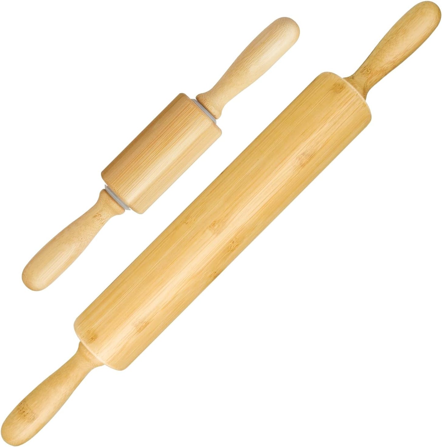 2 Pack(10 inch &17.5 inch) Wooden Rolling Pin for Baking - Long Dough Roller for All Baking Needs