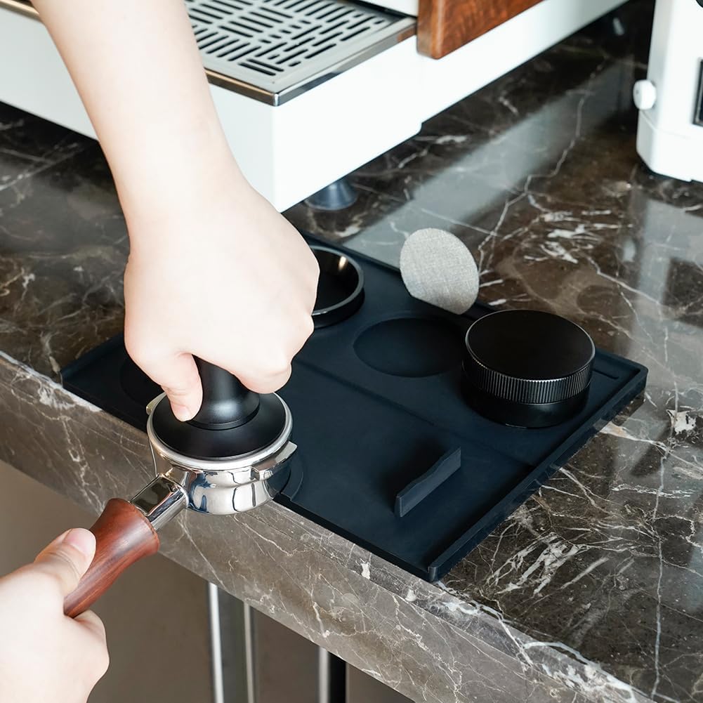 watchget Silicone Espresso Tamping Mat Tamp Station, Black | Non-slip, heat-resistant, protects countertop, fits 51/54/58mm Tools,Espresso Accessory for Home Baristas Bar Coffee Shop