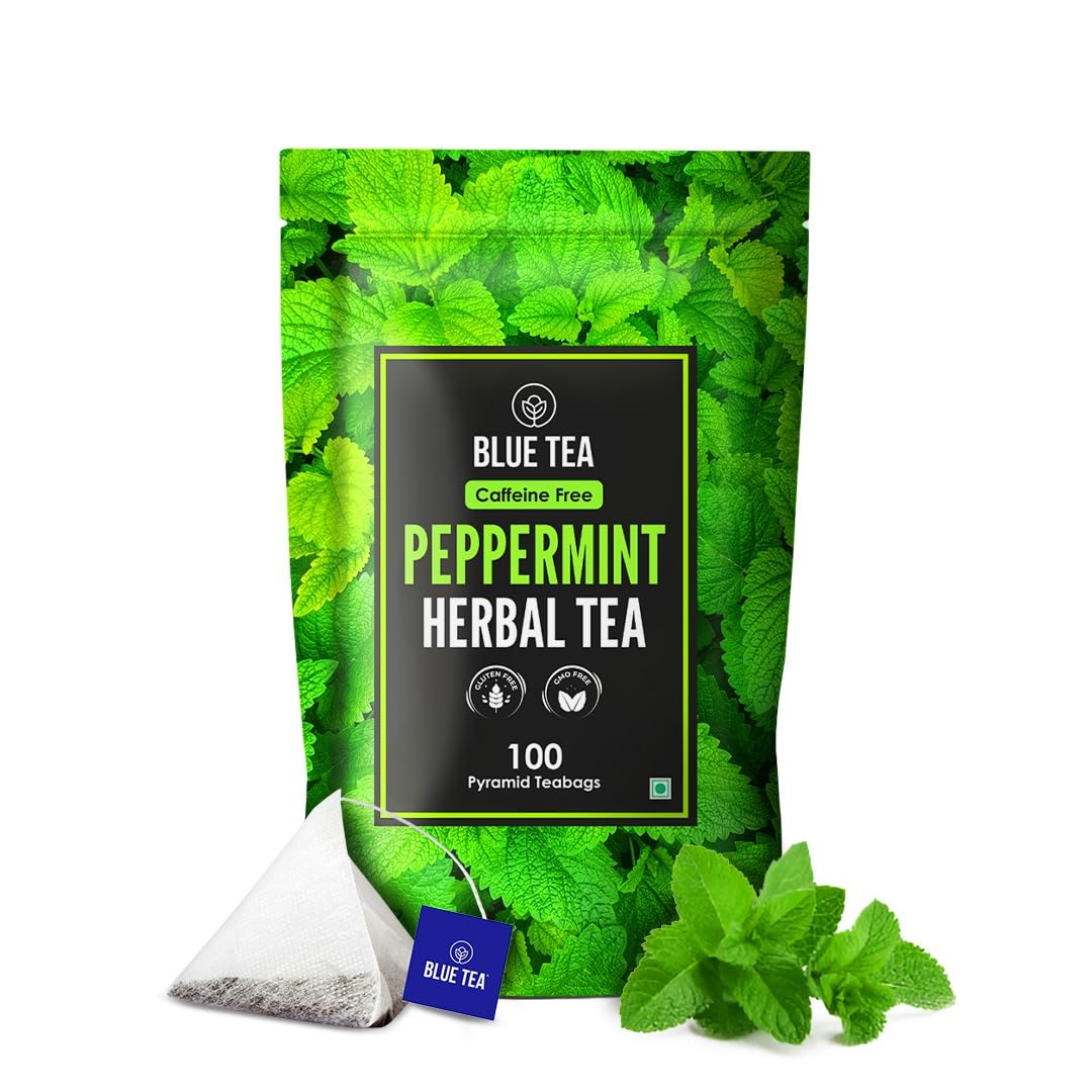 BLUE TEA - Peppermint Tea - 100 Count - Plant Based Tea Bag | SUPPORTS DIGESTION | Antioxidant Rich