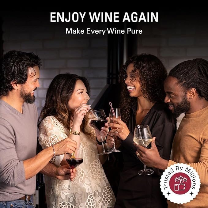 PureWine Wine Wands Purifier, 48 Wine Filters Remover Histamines Sulfite - May Reduce and Alleviate Wine Allergies & Sensitivities - Restores Taste, Perfect Wine Pourer, Gifting, Holiday (48 Pack)