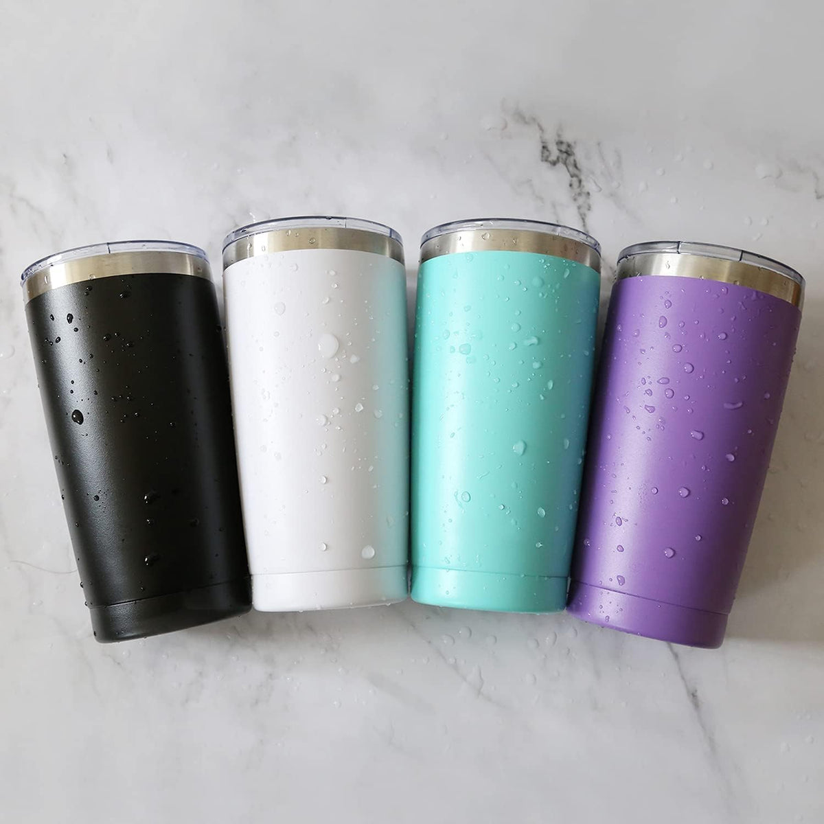 12Pack 20oz Tumbler Vacuum Insulated Travel Mug with Lids, Stainless Steel Double Wall Bulk Cup for Home, Office, Outdoor Suitable for Vehicle Cup Holders (Black)