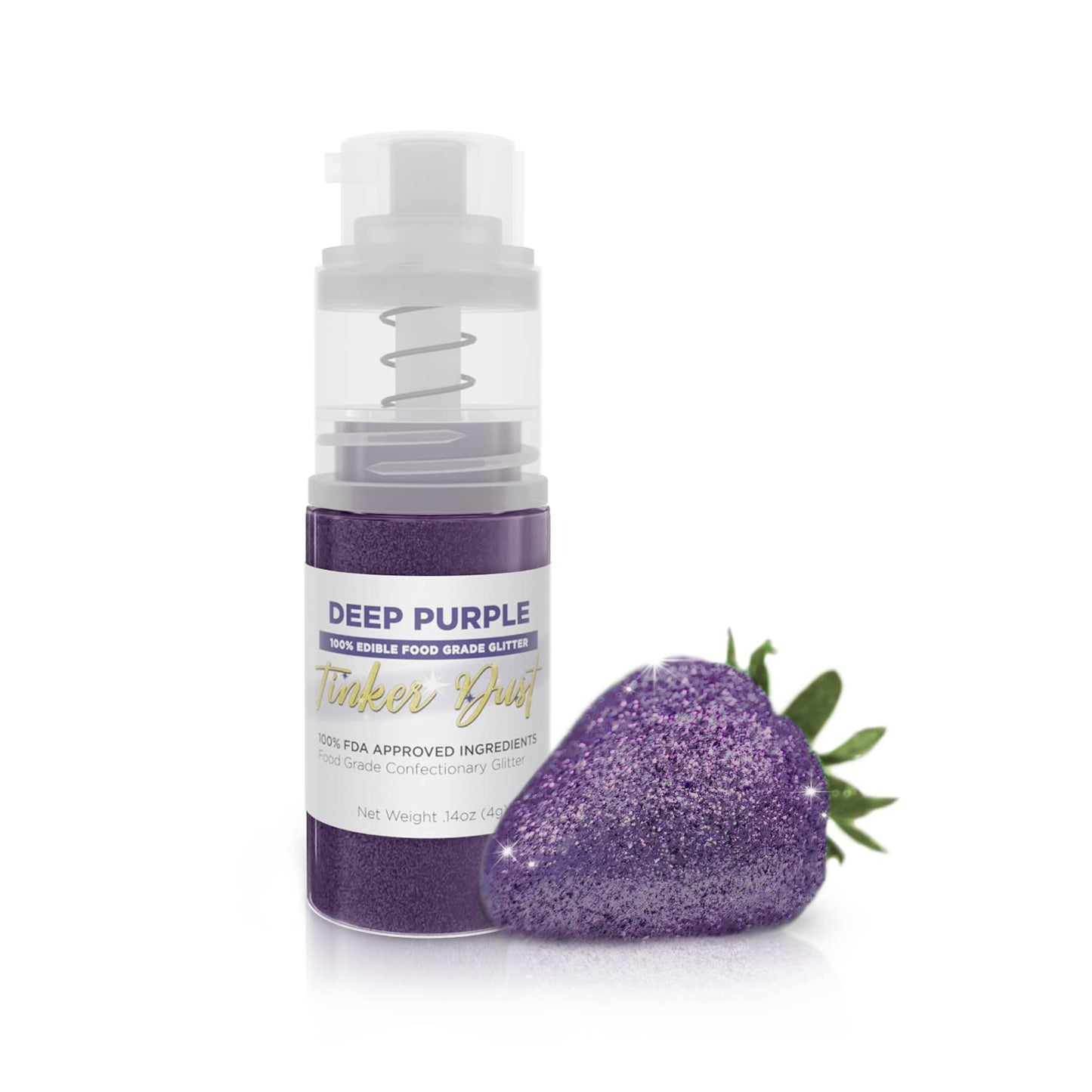 Bakell - Deep Purple Tinker Dust (4g, 1x Mini Spray Pump) Edible Glitter for Food, Desserts, and Bev