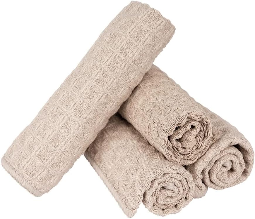 watchget 4 Pack Microfiber Espresso Barista Cleaning Towels, Khaki