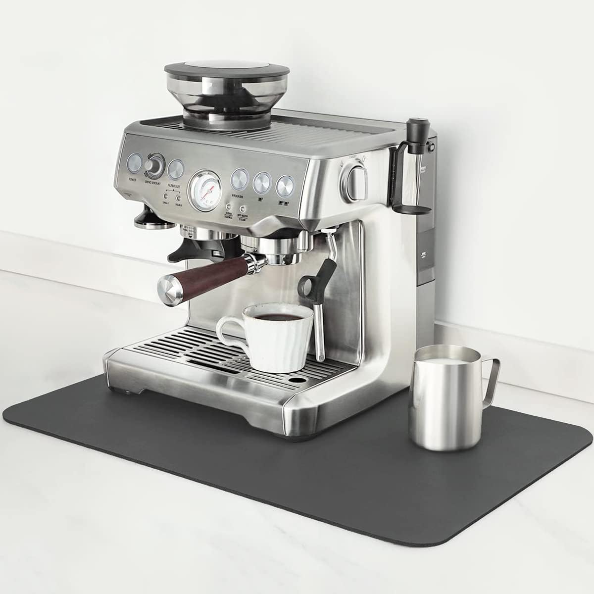 Mimore Coffee Mat - 18x24 Inch Grey Countertop Mat - Absorbent, Hides Stains, Rubber Backed - Dish D