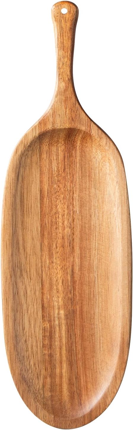 Wooden Serving Tray with Handle 1pcs Serving Plates for Meal Christmas Dinner Plates 16.5" Med-Size