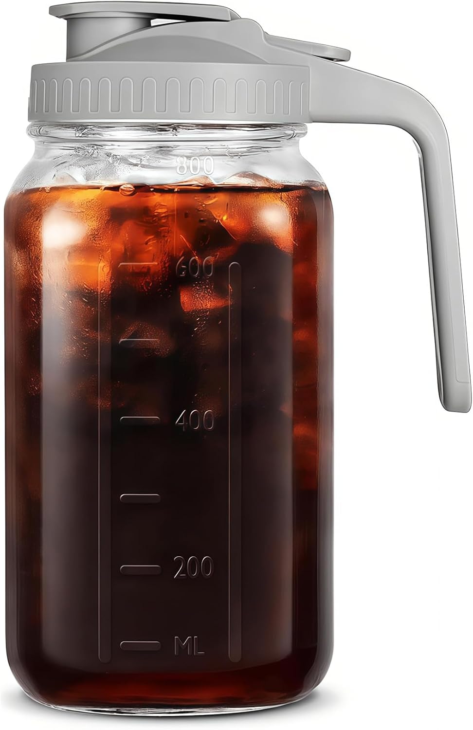 32oz Glass Pitcher with Handle and Lid, 1 Quart Mason Jar Pitcher - Airtight & Leakproof Water Jug w