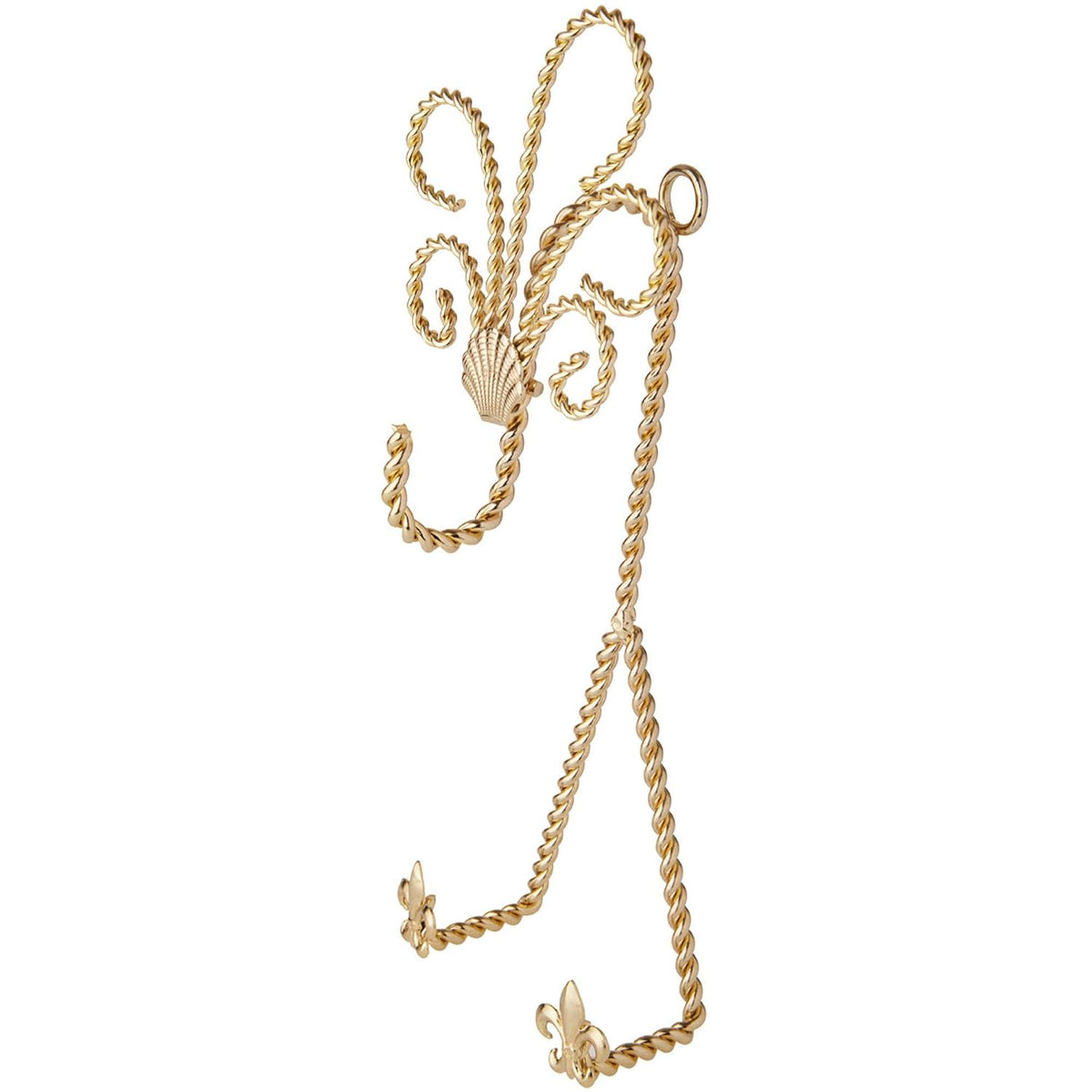 Bard's Twisted Gold-toned Wall Mountable Cup and Saucer Hanger, Shell and Fleur de Lis, 9.75" H x 4" W x 3" D, Pack of 2