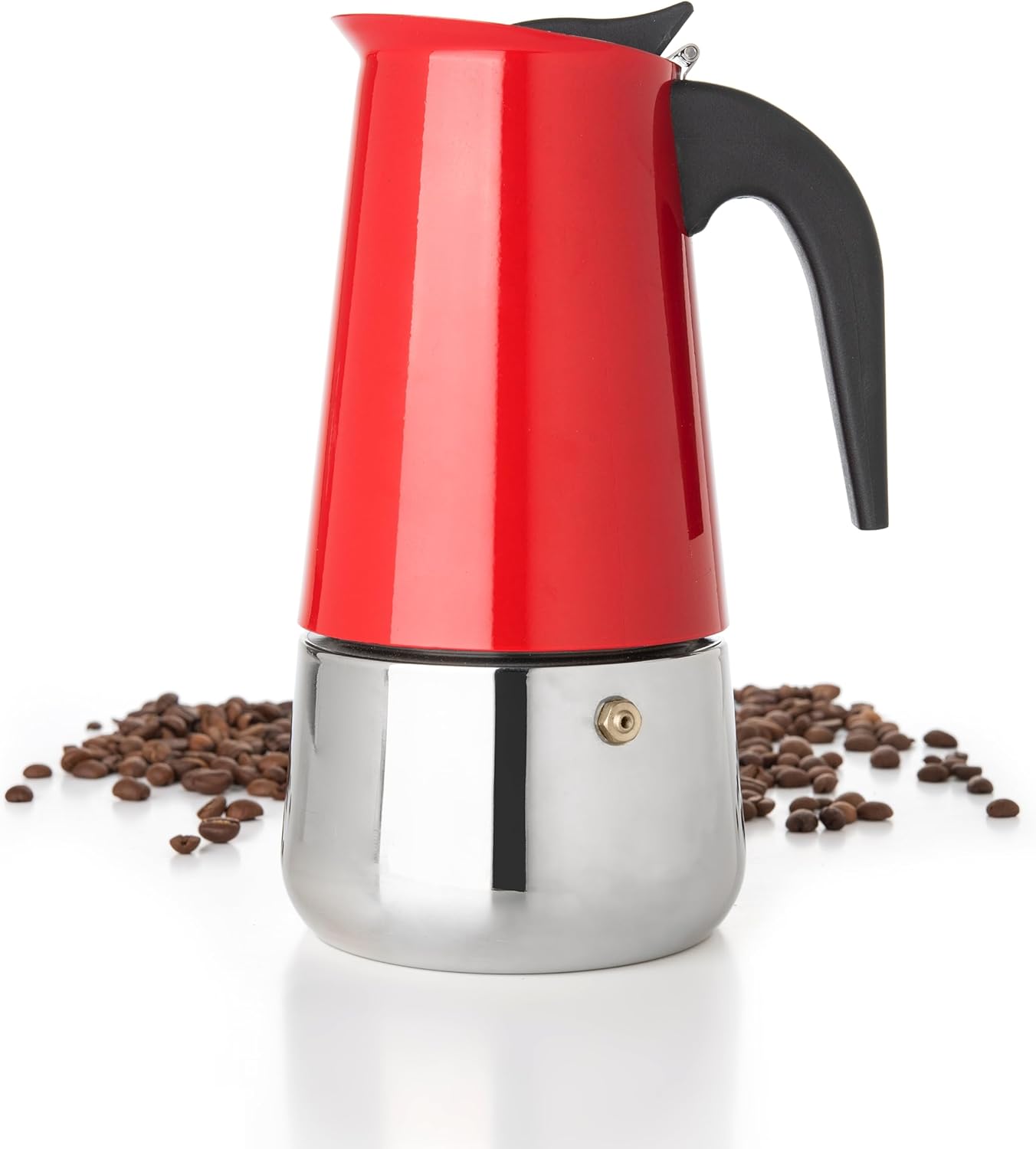 Mixpresso Red 9 Cup Greca Stovetop Espresso Pot 450ml/15oz, Moka Pot with Coffee Percolator Design,