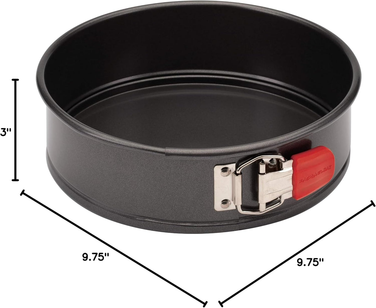 Rachael Ray 47964 Oven Lovin' Nonstick Bakeware Springform Baking Pan With Grips / Nonstick Springform Cake Pan With Grips / Nonstick Cheesecake Pan With Grips, Round - 9 Inch, Gray