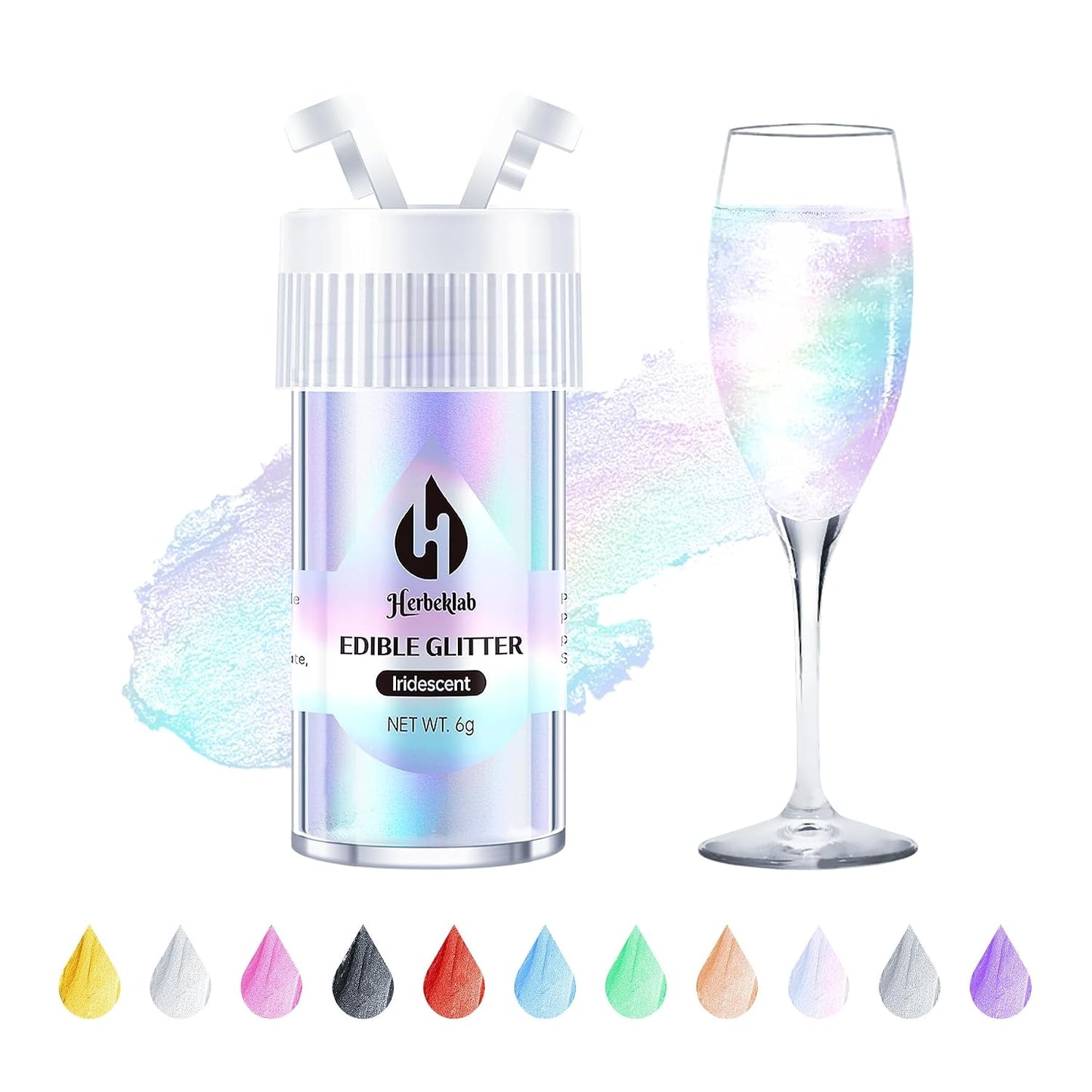 Iridescent Edible Glitter – 6g Rainbow Luster Dust Drink Glitter, Food Grade Shimmer Powder for Cocktails, Cakes, Beverages, Chocolate & Candy