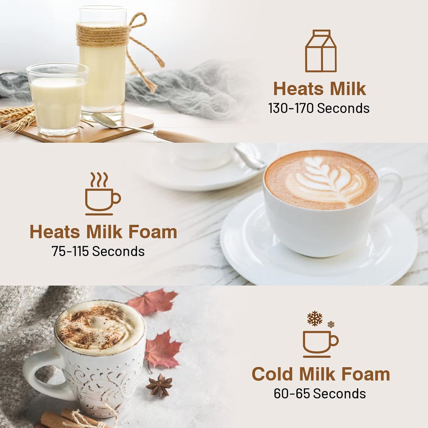 Secura Milk Frother, 8.4oz Automatic Hot/Cold Foam Maker, Black