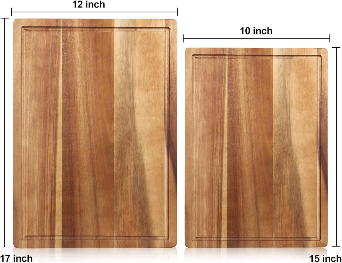 Acacia Wood Chopping Cutting Boards for Kitchen Wooden Charcuterie Board | Bread Cheese Boards Butcher Block Solid Large Wooden Cutting Board Non Toxic Serving Meat Board Hardwood Teak Cutting Board