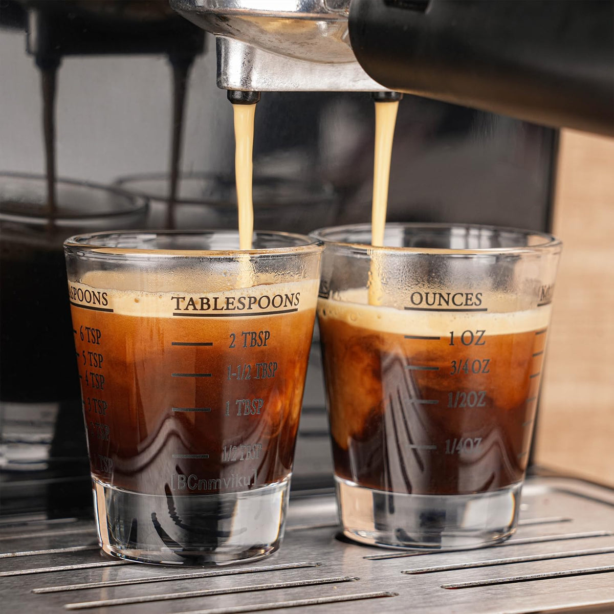 Shot Glasses Measuring cup Espresso Shot Glass Liquid Heavy Glass Wine Glass 2 Pack 26-Incremental Measurement 1oz, 6 Tsp, 2 Tbs, 30ml (Black and Red)