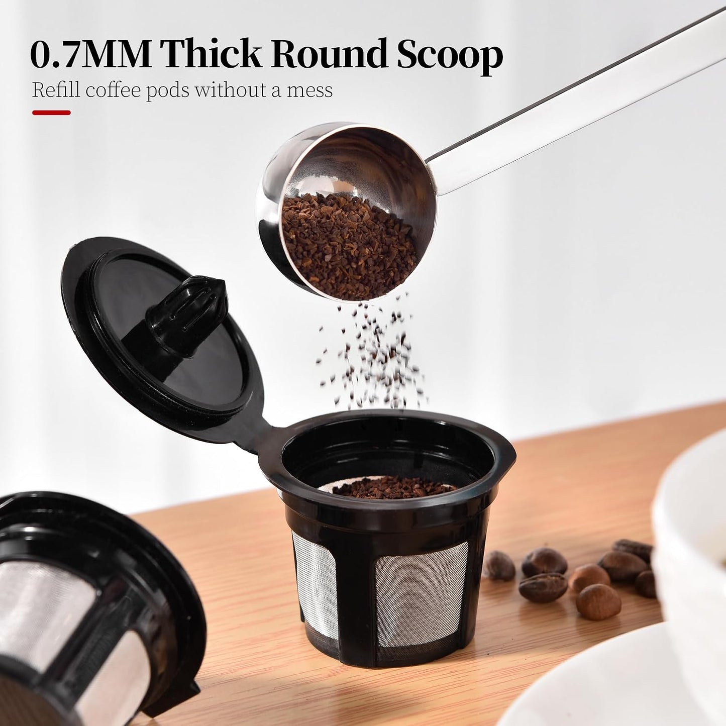 Long Handle Coffee Scoop, 18/8 Stainless Steel Food Grade Measuring Spoon for Coffee Beans Powders Sugar, 9.9in Long Metal Scoop Tablespoon for Easy Container Reach (1tbsp/ 15ml)