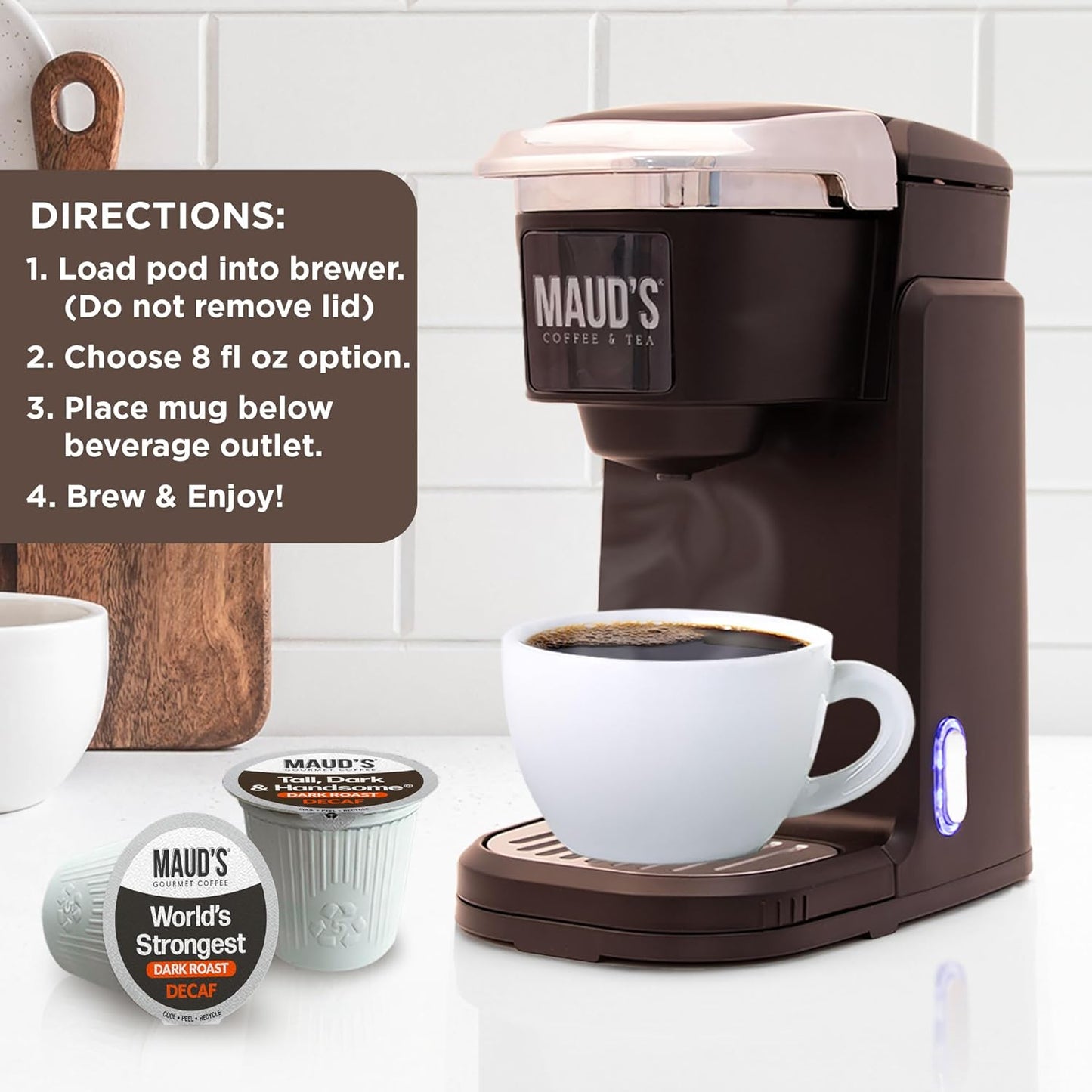 Maud's Decaf Dark Roast and Decaf Medium Roast Coffee Pods Bundle, 54 ct, Decaffeinated Coffee in Recyclable Single Serve Pods – 100% Arabica Coffee