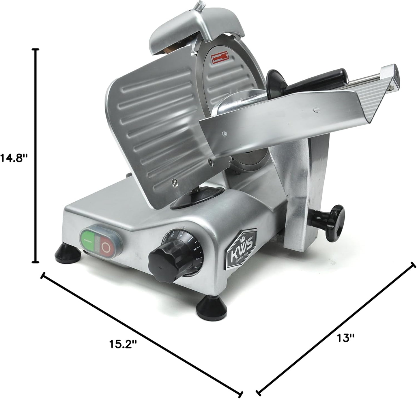 KWS Premium MS-6SS 200W Electric Compact Slicer 7.67 Inch Stainless Steel Blade, Frozen Meat/Deli Meat/Cheese/Food Slicer Low Noises Commercial and Home Use