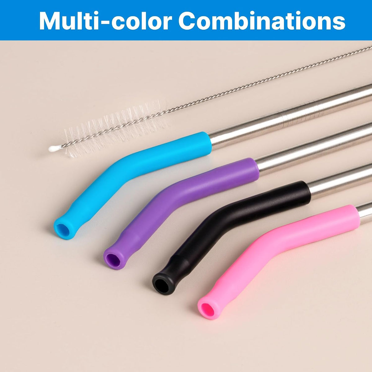 Metal Straws with Silicone Tip for 20 oz YETI Tumbler, 4 Pcs
