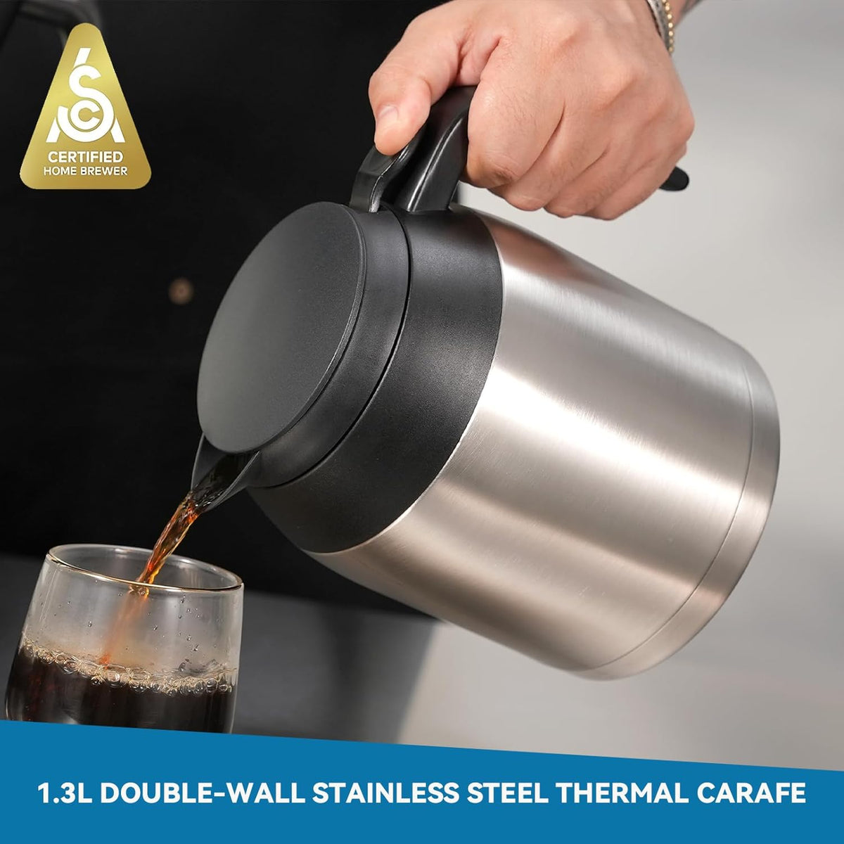 Bonavita 8 Cup Drip Coffee Maker Machine, One-Touch Pour Over, Auto Pause Brewing with Stainless Steel Double Wall Thermal